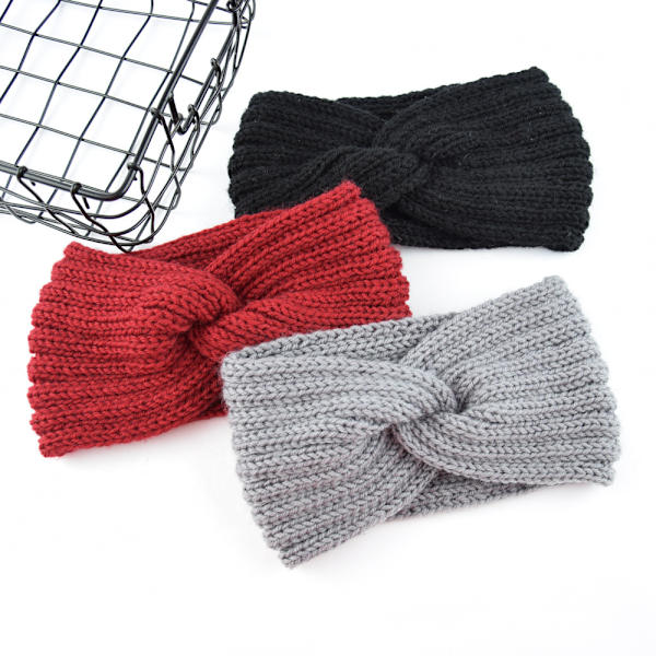 3-pack virkade pannband i mjukt stickat turbanstretch
