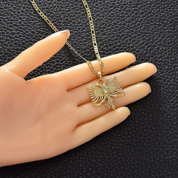 Albanskt örnhänge halsband för män kvinnor silverfärg guld C