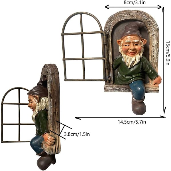 Elf Out the Door Tree Hugger, Polyresin Garden Gnome Statue,Whims