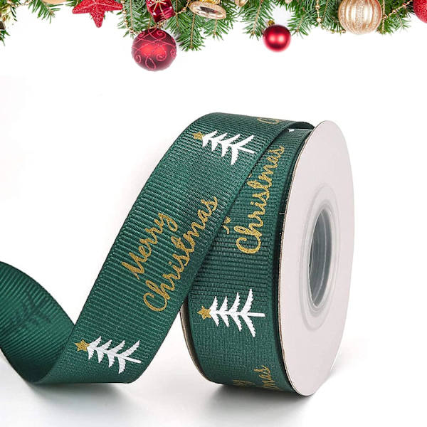(2CM bred) 10 meter julband tryckt God Jul Grosgr