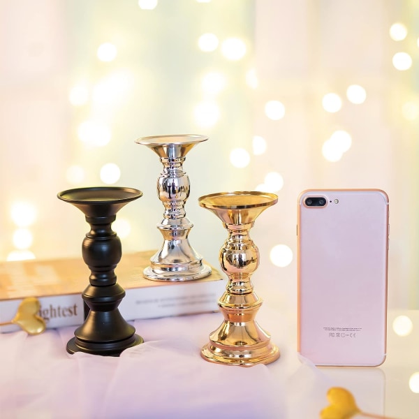 2 stk. Guld Metal Søjle Lysestager, Bryllup, Lysestager C