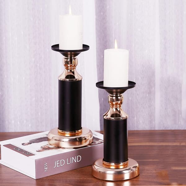 2 stk Pillar Lysestake Retro Metall Jern Lysestake Kolonne