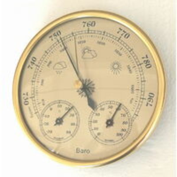 1 st Barometer, väderstation med barometer och hygrometer, th