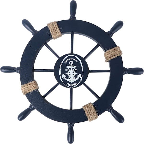 1 st mörkblå väggdekorerad segelbåt i trä, trä, dar