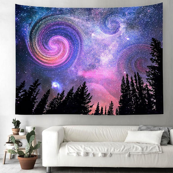 (150x200cm,59\"X79\") Metsä tähtitaivas seinävaate psykedeelinen P
