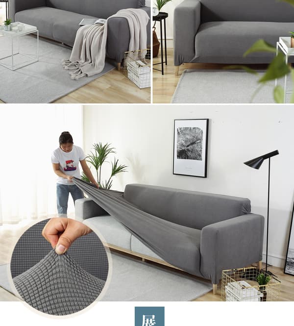 Grå set med 2 moderna sofföverdrag, Jacquard, elastisk, för vardagsrum