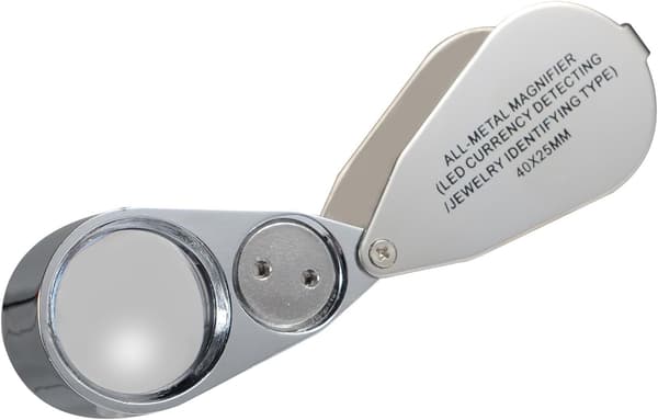 1 stk Juvelerlupe 40X Metall Foldbart Lupe med UV