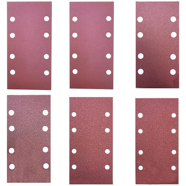 Sandpapper 93 x 185 mm - 8 hål fyrkantig kardborre-sandpapper - 80