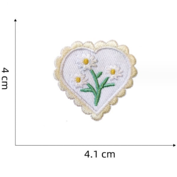 5 stk. kærlighedsbroderi patch, broderi selvklæbende patches