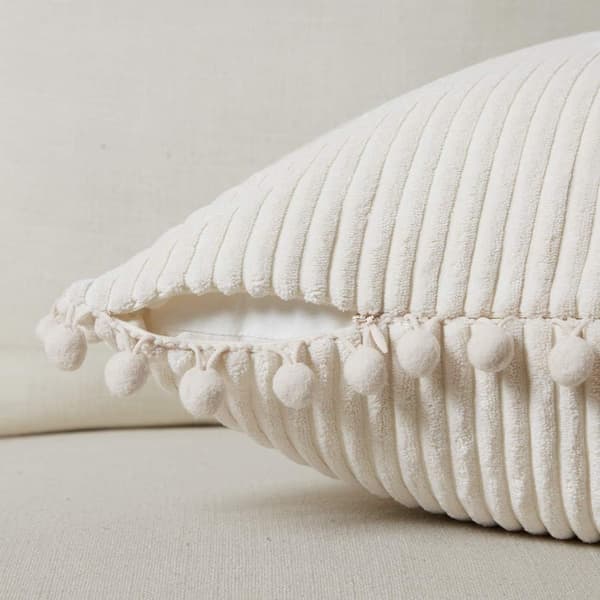 2-pack Boho dekorativa kuddfodral med pom-poms, mjuk bomull
