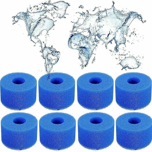8 stk. S1-type skumfilter spafilter til Intex S1 genanvendelig S1-type