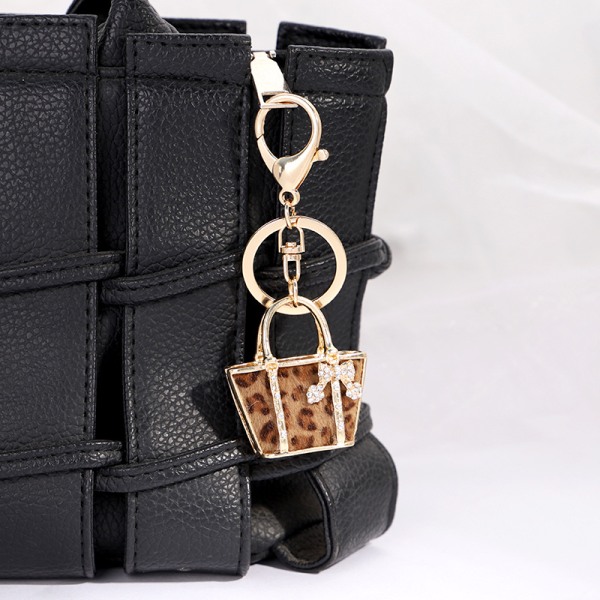 1st mini leopardväska hängsmycke nyckelring charm nyckelring dam handväska