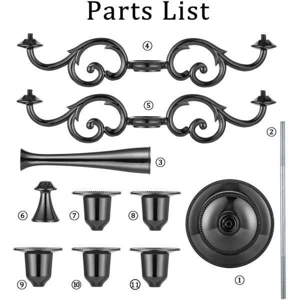 5 Lysestaker for Bryllup, Sink Legering Stearinlys, Spisebord, Ca