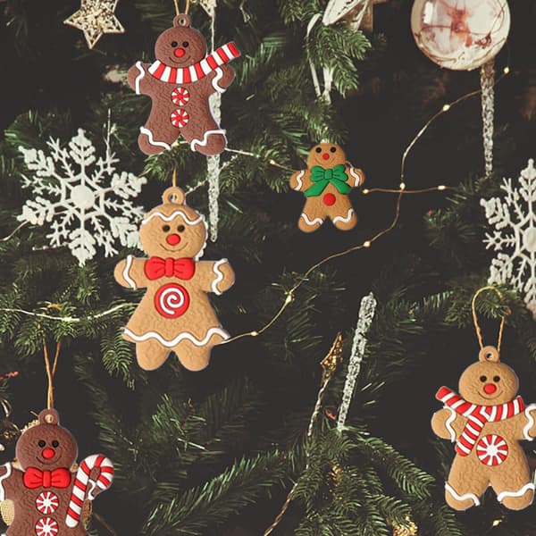 12 st chokladfärgade pepparkaksgubbe julgransprydnader, pepparkaksgubbe
