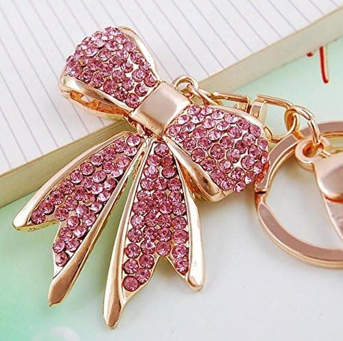 1 stk. Pink Rhinestone Bow Nøglering, Søde Gaver til Kvinder og Piger