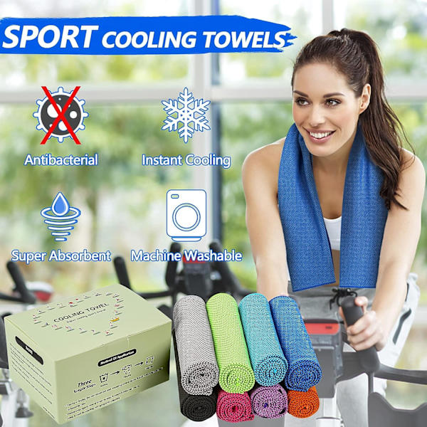 Set med 4 kylhanddukar (100 x 30 cm), sport handdukar, kyl handduk