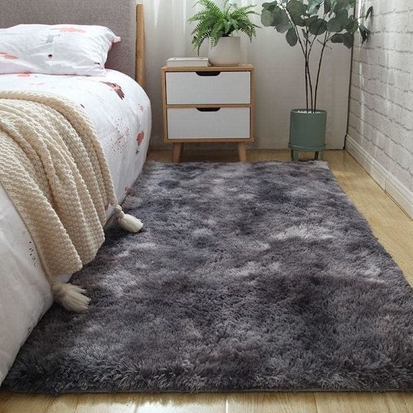 Mjuk och fluffig matta, silkeslen plyschmatta, fluffig inomhusmatta, modern halkfri