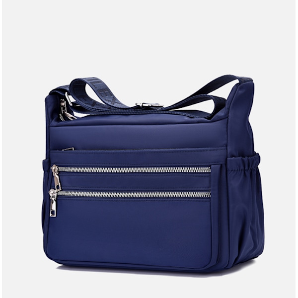 Blå dame skuldertaske, multi lomme casual messenger taske, nyl