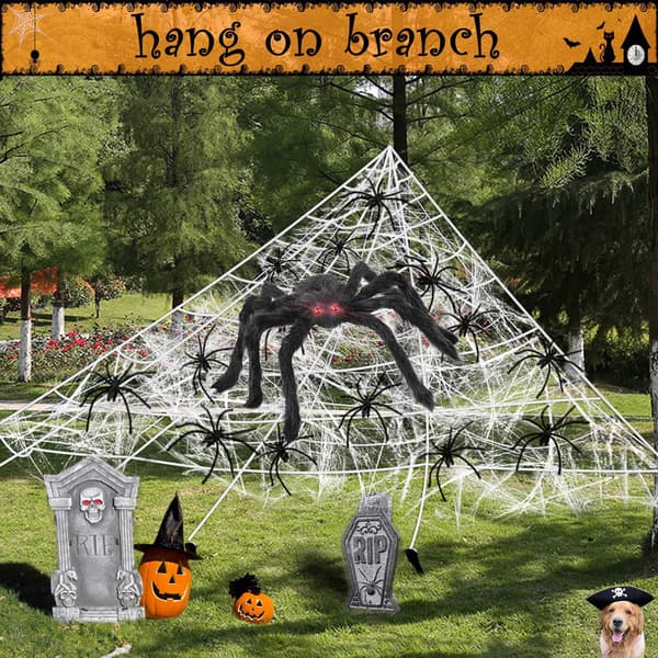 1 Pakke Halloween Spøkelseshus Dekorasjon Gigant Edderkopp (Edderkopp Vi