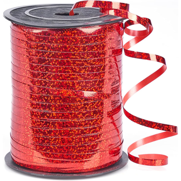 Rød, (2 ruller) 1/8" x 1500 Yards - skinnende metallisk gaveindpakning Ri