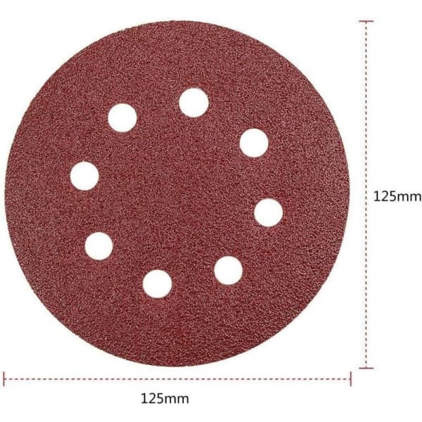 Slipeskiver 125 mm - 100 ark sandpapir for eksentrisk sliping