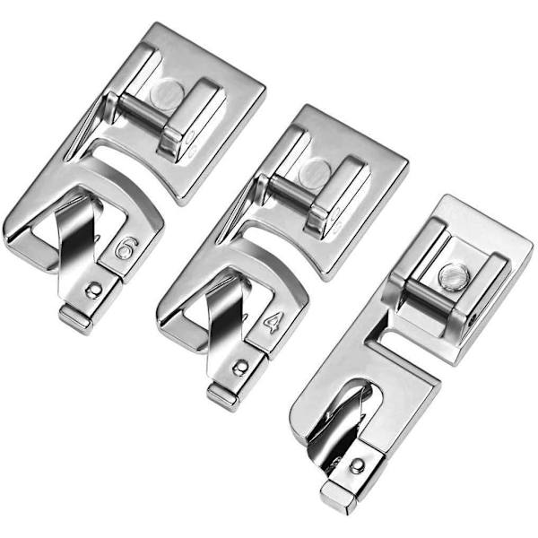 3-delars set med rullad smal fåll symaskin pressarfot (3mm,