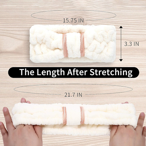 (vit, grå, khaki) 4-pack mikrofiber spa-pannband för hudvård