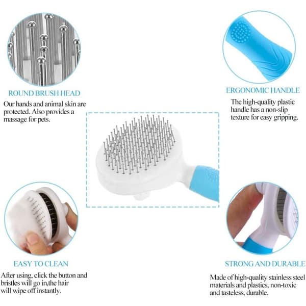 Hunde- og kattebørste til pleje af langt hår, selvrensende