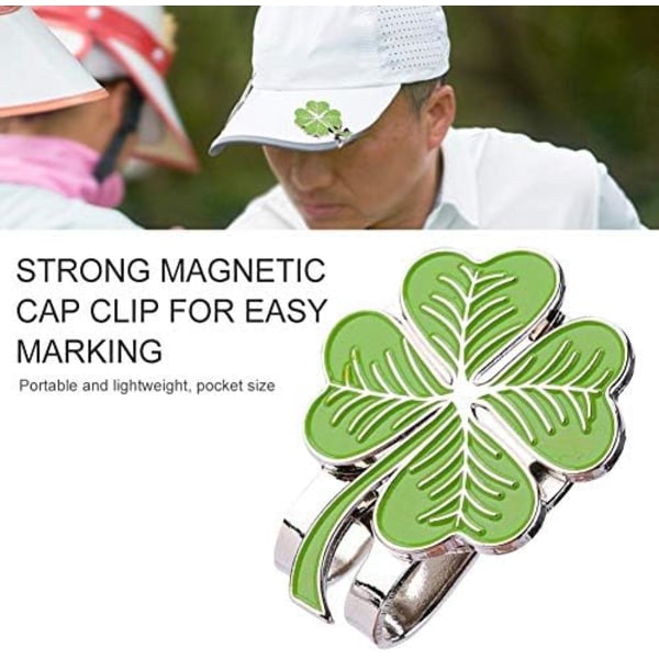 1 st golfhattsklips, passar till golfbollmarkör, magnetisk fyrklöverhattsklips