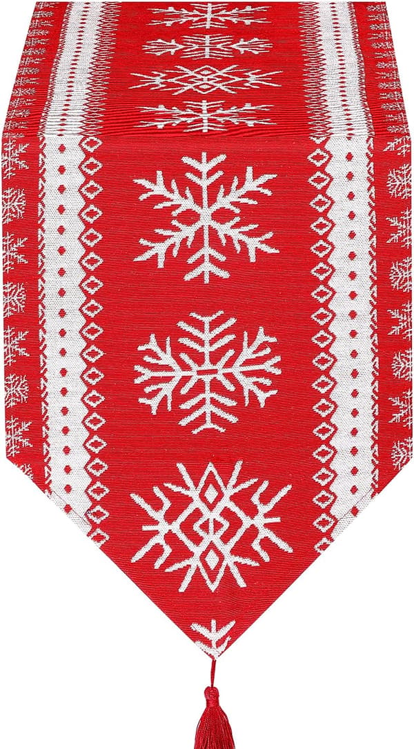 Rød julebordløper, 70,8 x 12,5 tommer polyester og bomull