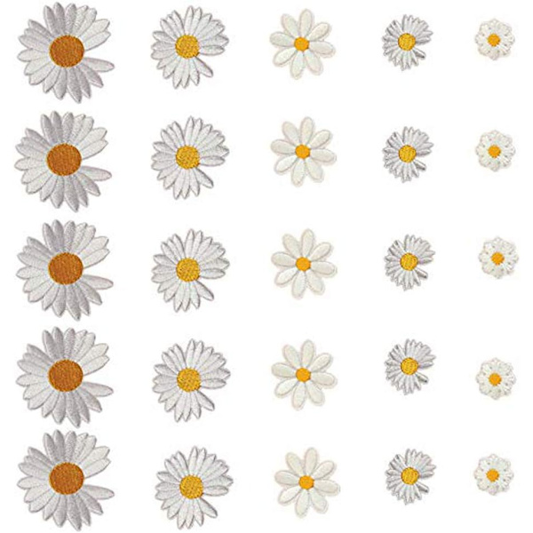 25 st Daisy Flower Patch Flower Applikation Stryk-på lappar Embr