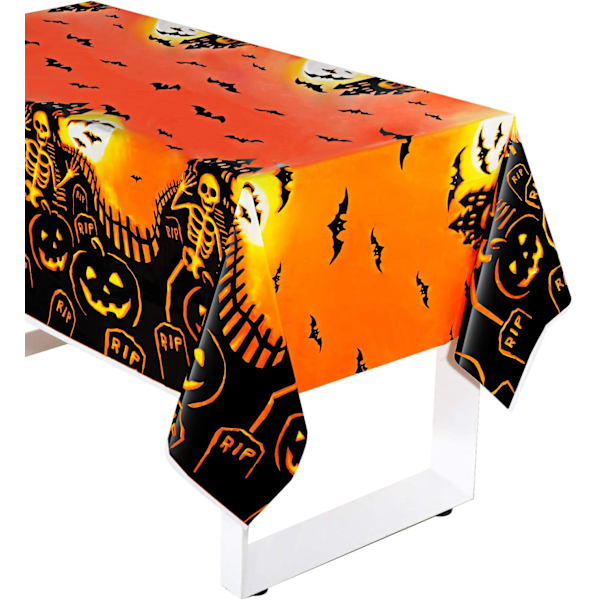 137x180cm Halloween Plastduk Rektangulär Pumpa Bat Sk