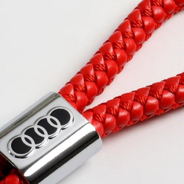 1 stk Rød Audi flettet skinn nøkkelring Rød one size