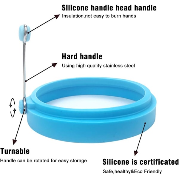 Silikon egg ringer, 4 tommer, mattrygg, non-stick belegg, stekte egg