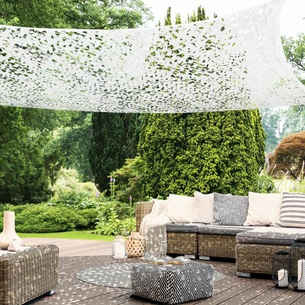 Vit rektangulär skuggskydd kamouflagedesign, kamouflagenät an