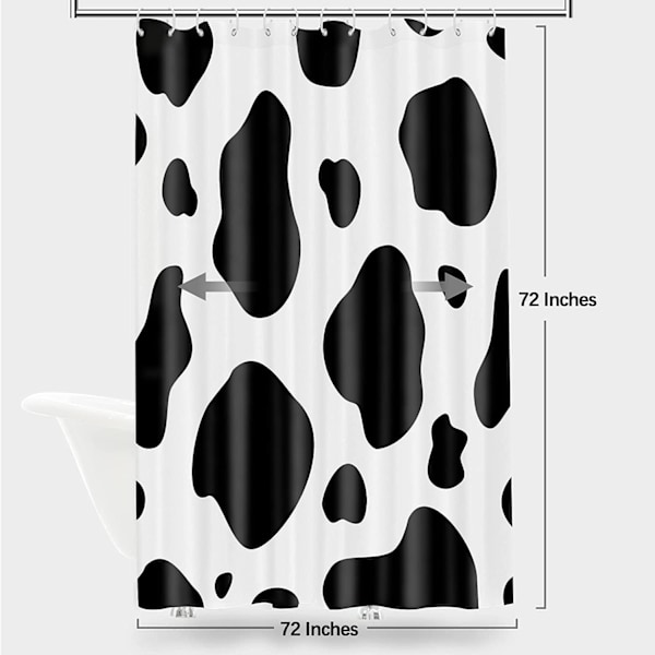 Cow Print bruseforhæng til badeværelse, Hide of a Cow med sort S