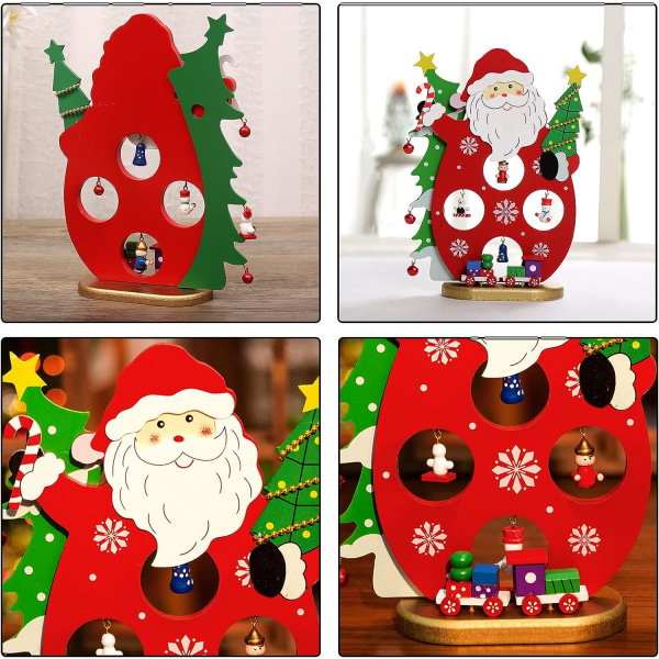 3D Mini Juletræ i Træ 24CM DIY Bordplade Juletræ Ar