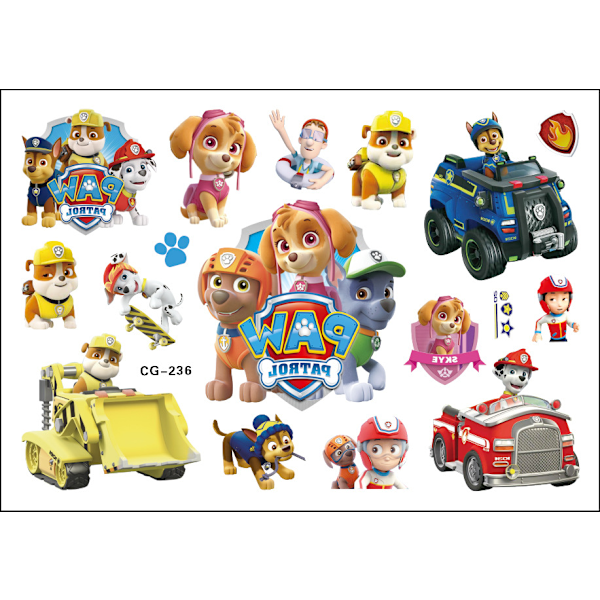 Paw patrull tatueringar - 8 ark - Barn tatueringar multicolor