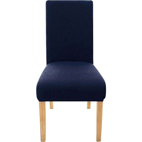 2 stycken, (mörkblå), stolsöverdrag i trästretch-mikrofiberjacquard