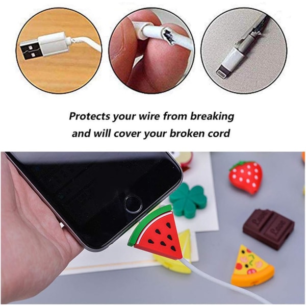 10 stykker Cute Frukt Kabelbeskytter Kabel Bite Protector Chargin