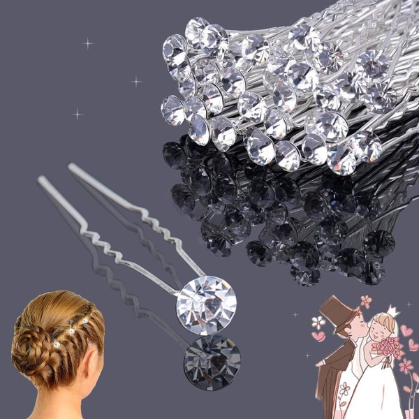 40 White Rhinestone Wedding Hair Accessories, Jeweled Floral Wedd