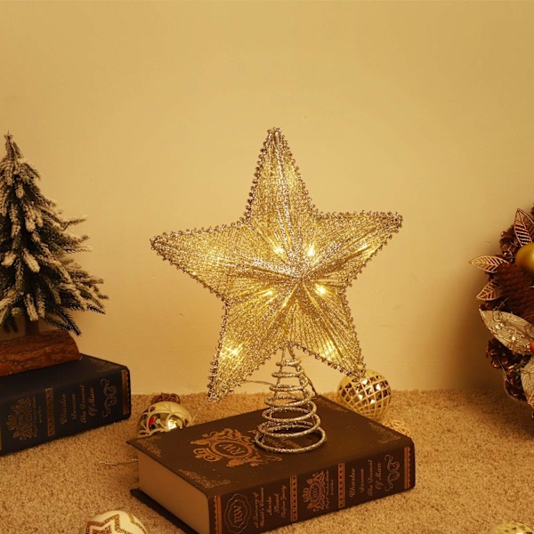 Wire Star Juletræ, Pentakelformet Lampe med Spiral Base a