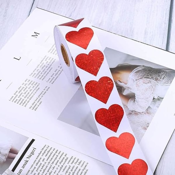 1 stk hjerteformede klistremerker, selvklebende etiketter for 25 mm Valentin