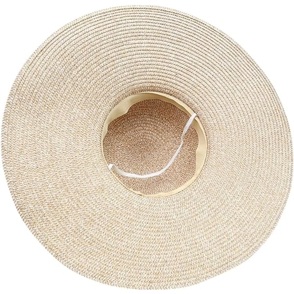 （Stil A-khaki）Dame Foldbar Bredbremmet Halmhatt UPF 50+