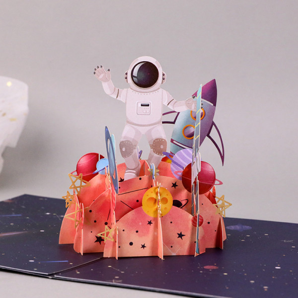 Syntymäpäiväkortti, 3D-valmistujaiskortti, ponnahtava astronautti-kortti, tervehdys