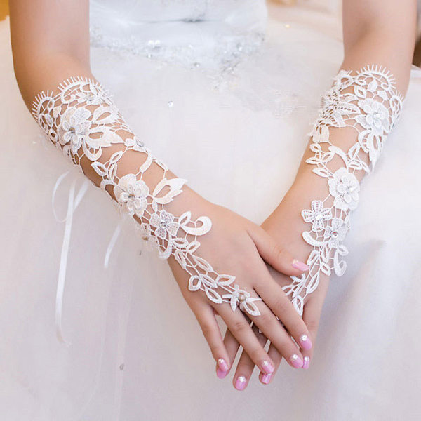 Ny Bryllupstilbehør Fingerless Sequin Rhinestone Bryllup Lac