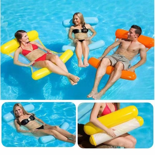 Set med 1 uppblåsbar hängmatta, uppblåsbar boj pool säng och uppblåsbar