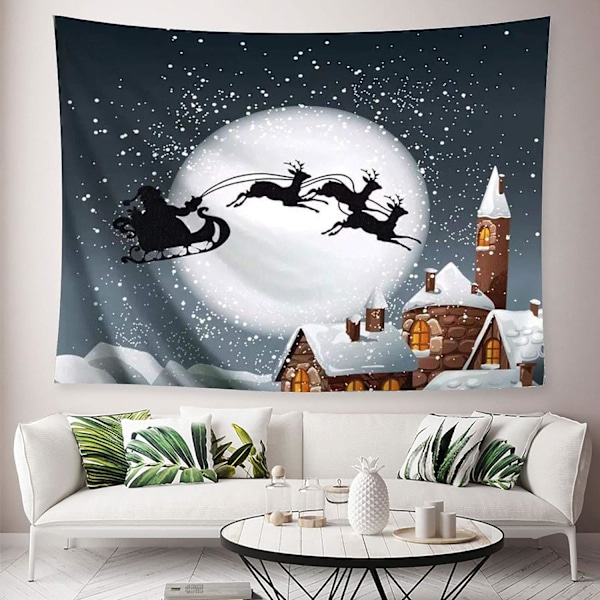 1pc 200x150cm Moon Home Christmas Tapestry Wall Hanging,Moon Snow