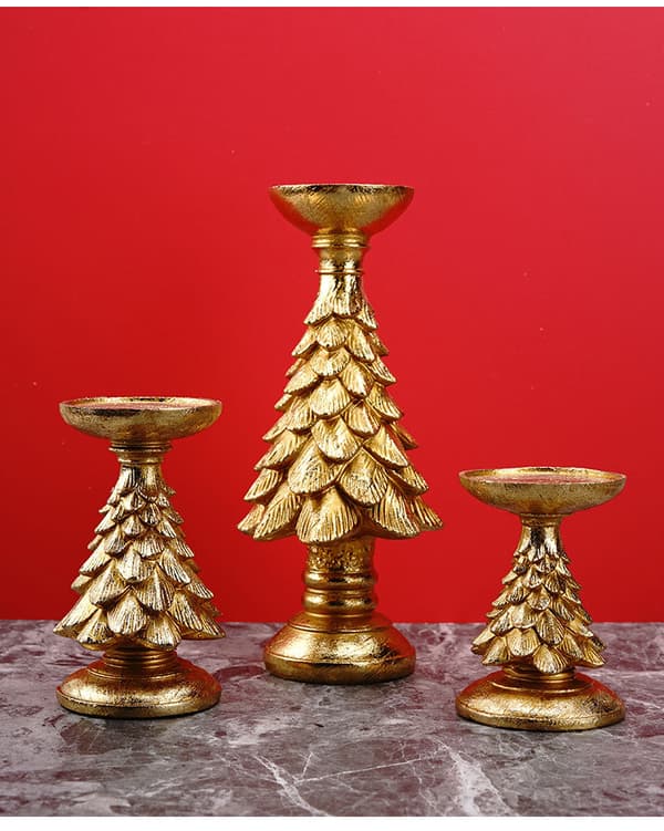 Europeisk stil gyllene julgran ljusstake, medium romant