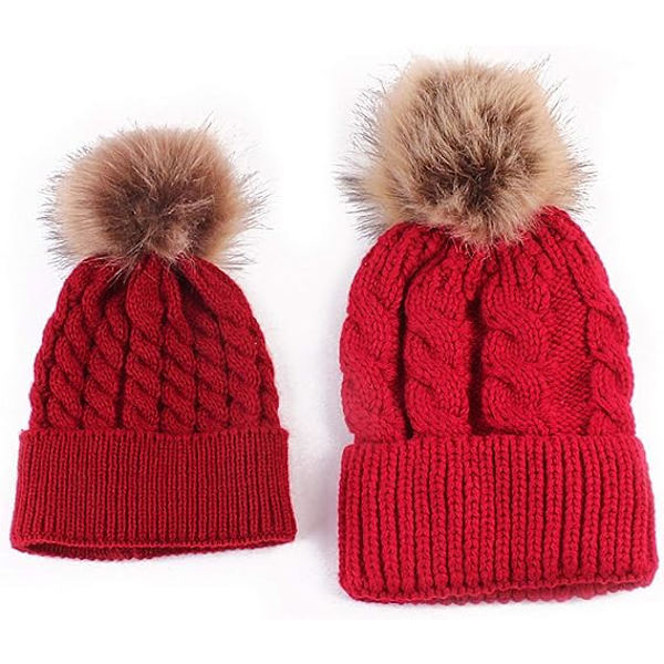 2 stk. Mor Baby Hue Beanie Familie Matchende Hue Hat Vinter Varmer